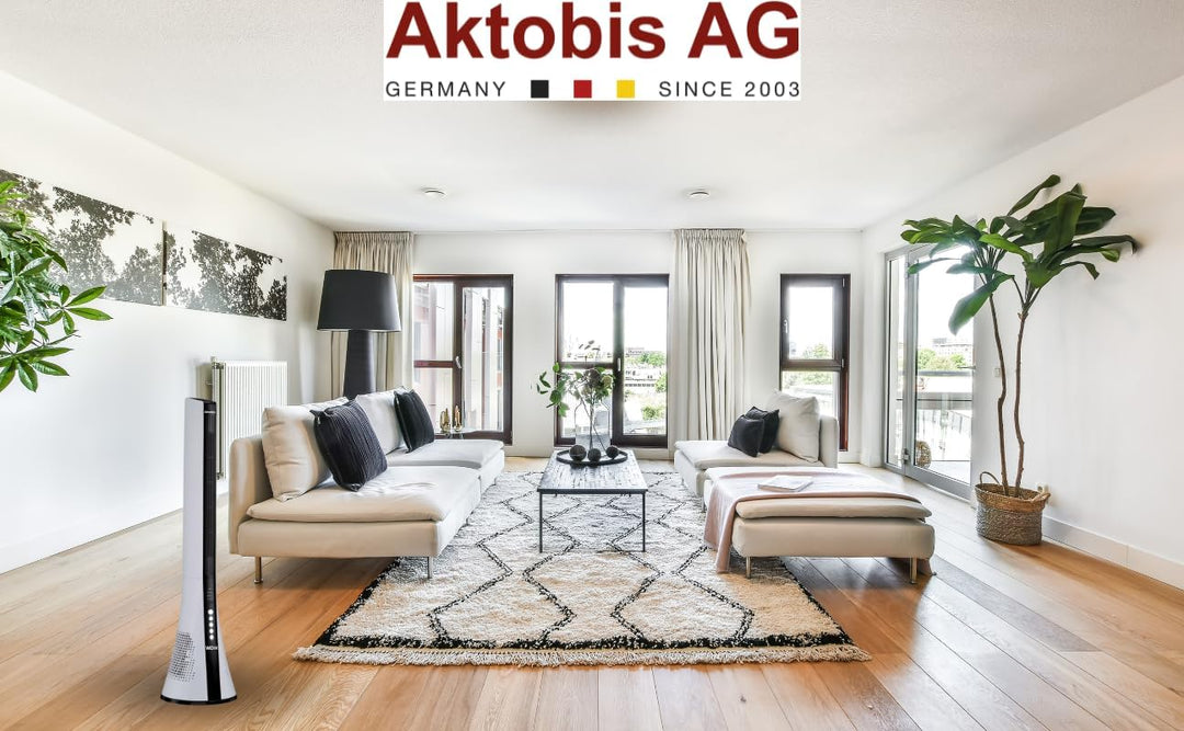 Aktobis Turmventilator WDH-TW1803 modernes Design mit Swing- und Timerfunktion, in Farbe weiss mit s