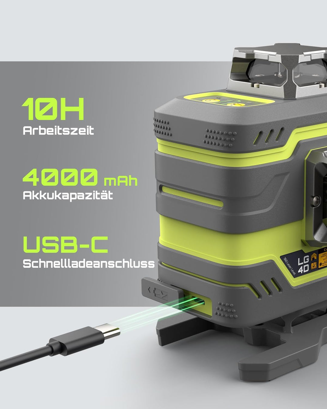 LasGoo LG-4D 16 Grünstrahl 4x360° Laser, selbstnivellierend mit horizontalem und vertikalem Layout,