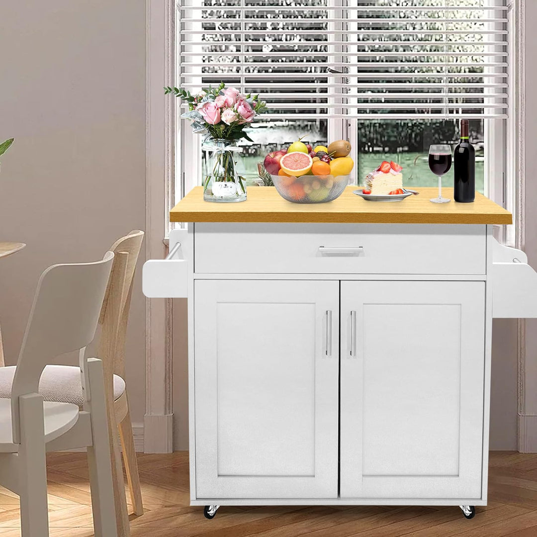 HENGMEI Küchenwagen, Kücheninsel Küchen Wagen mit Rollen, 1 Schubladen, 2 Ebenen Schrank, mit Handtu