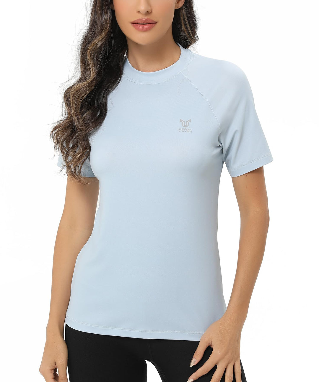 HUGE SPORTS Damen Rashguard Kurzarm Sonnenschutz Schwimmshirt Schnell Trocknend Surf Sport T-Shirt X