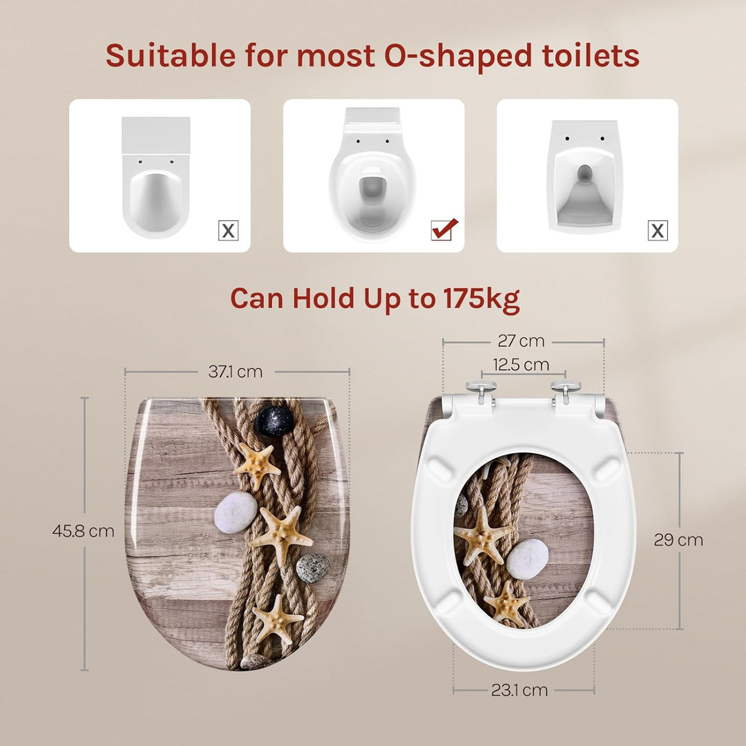 WOLTU WC Sitz mit Absenkautomatik,Toilettensitz Motiv,Klodeckel mit Quick-Release-Funktion undPremiu