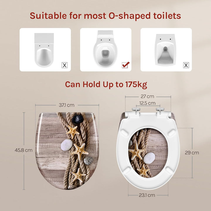 WOLTU WC Sitz mit Absenkautomatik,Toilettensitz Motiv,Klodeckel mit Quick-Release-Funktion undPremiu