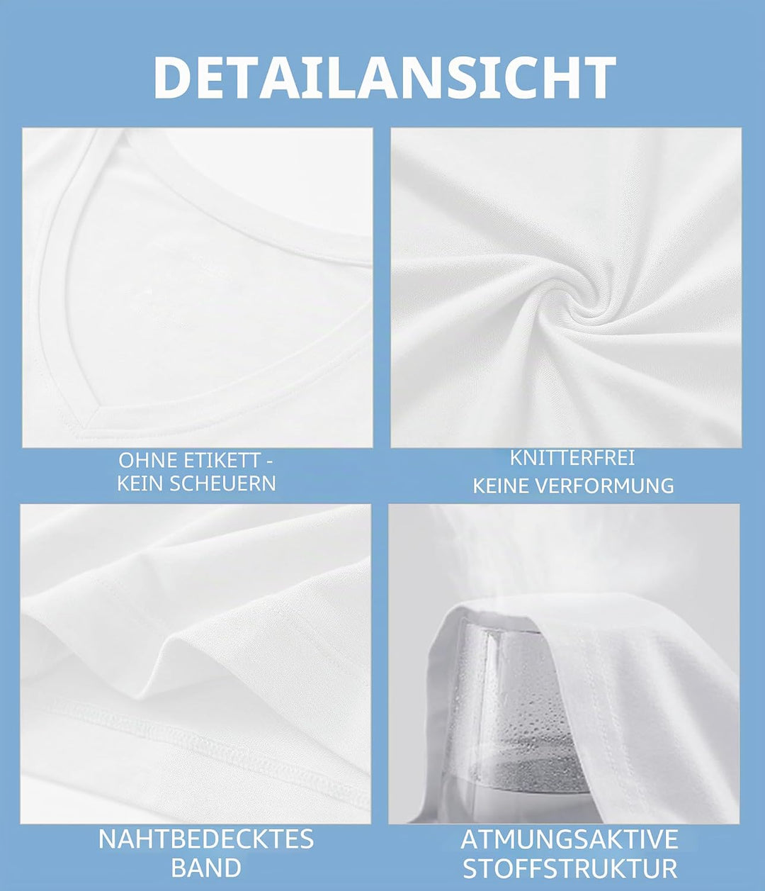 COLORFULLEAF 3/5er Pack Bambus V Ausschnitt T-Shirt Herren Stretch Unterhemd Männer Einfarbig Busine