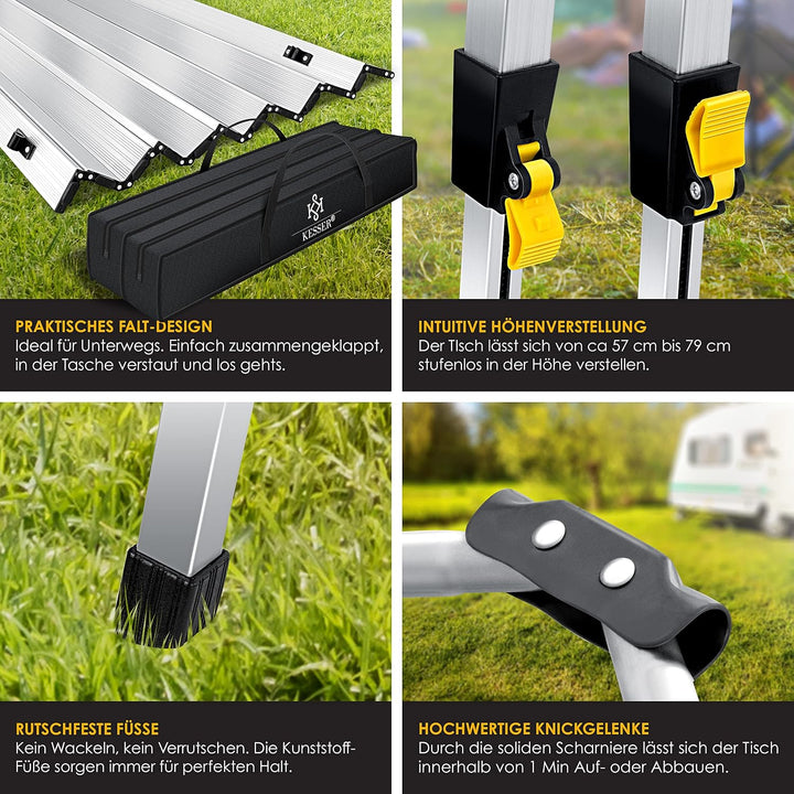 KESSER® Campingtisch faltbar Klapptisch mit Aluminiumrahmen Aufrollbare Tischplatte Falttisch klappb