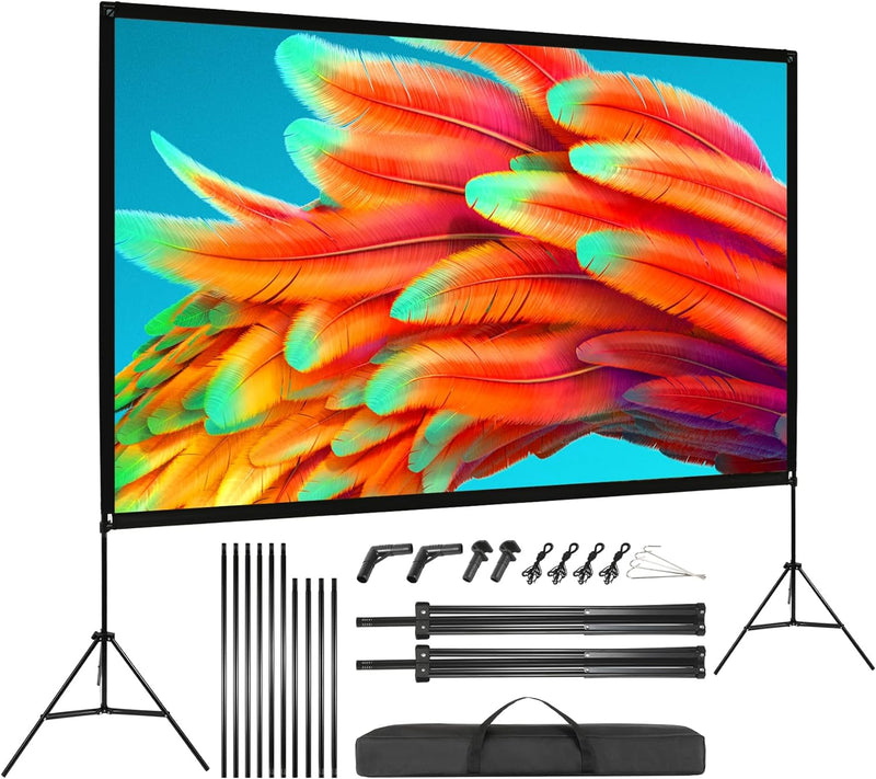 VISULAPEX 100" Leinwand Beamer HD 4K Stativleinwand, 160 Grad Betrachtungswinkel Beamer Leinwand mit