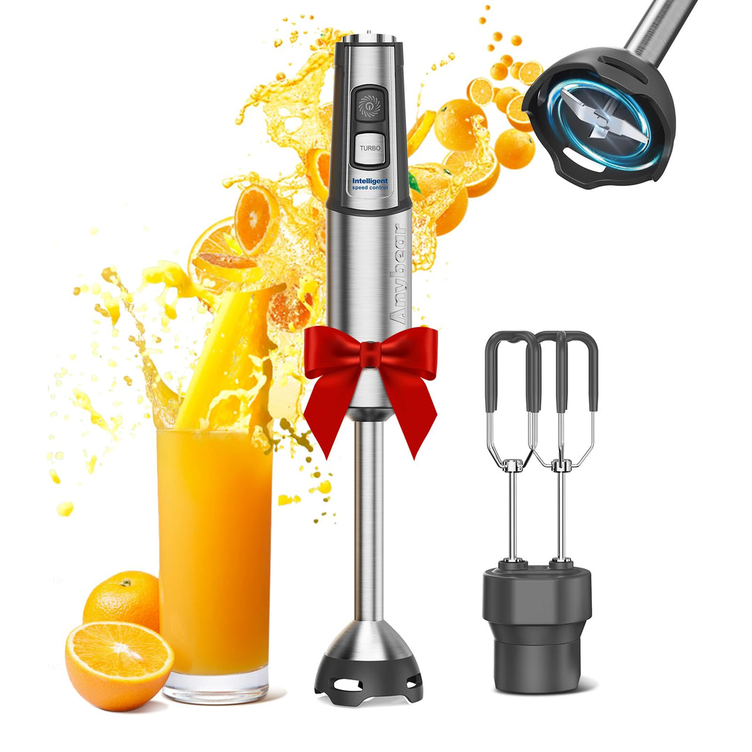 Anybear Immersion Blender, 1100W 2-in-1 Hand Held Blender with Full Copper Motor & Stainless Steel B