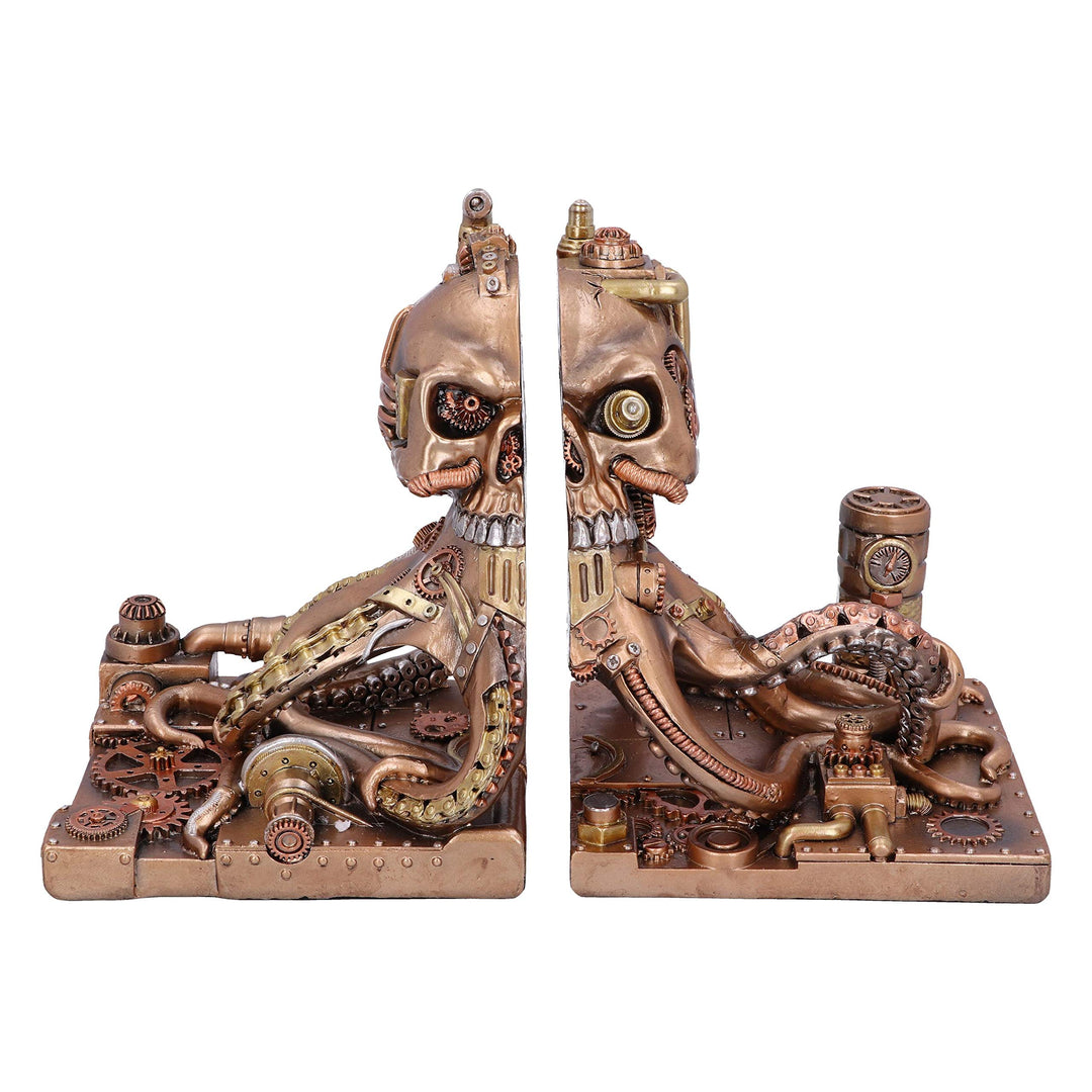 Nemesis Now Buchstützen, mechanisch, Oktopus, Steampunk, 26,5 cm, bronzefarben
