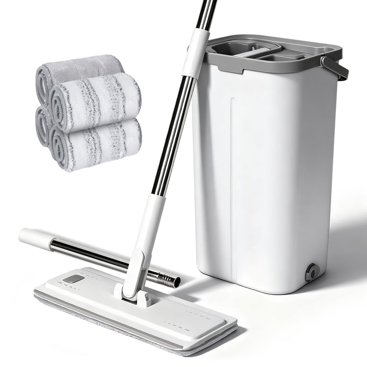Masthome Wischmopp Set mit Eimer, 140cm Edelstahl Griff Wischmopp und Putzeimer Set, Bodenwischer Se