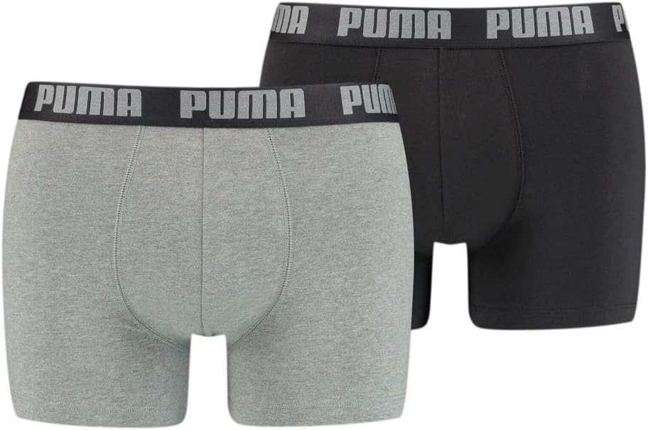 PUMA Herren Basic Boxer Boxer Briefs (2er Pack) S 691 - Dark Grey Melange / Black, S 691 - Dark Grey