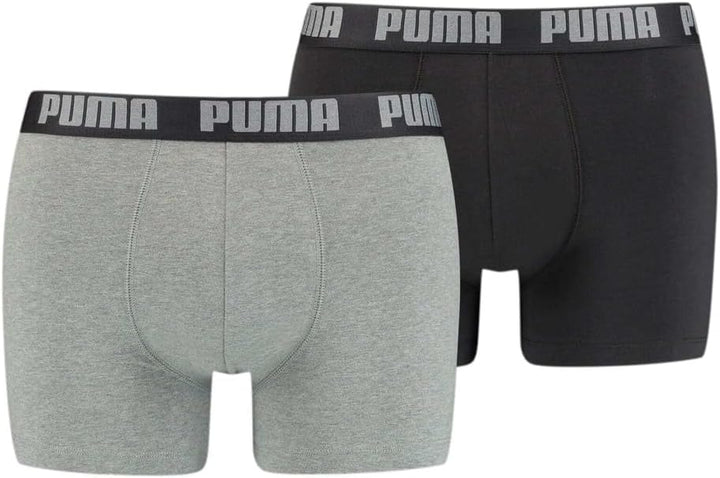 PUMA Herren Basic Boxer Boxer Briefs (2er Pack) S 691 - Dark Grey Melange / Black, S 691 - Dark Grey