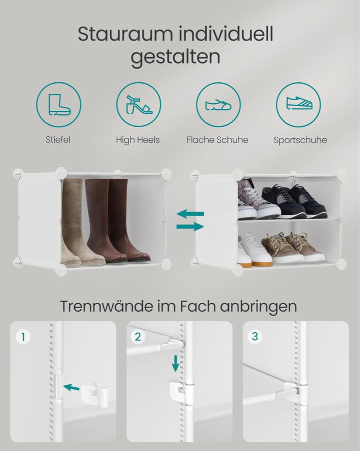 SONGMICS Schuhregal, Schuhschrank, für Garderobe und Eingangsbereich, anpassbar, 10 Fächer, für bis