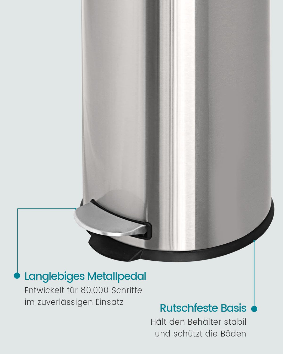 Mülleimer 30 L Treteimer mit Softclose-Deckel, Abfalleimer 30 Liter mit Fusspedal, Rund Mülleimer mi