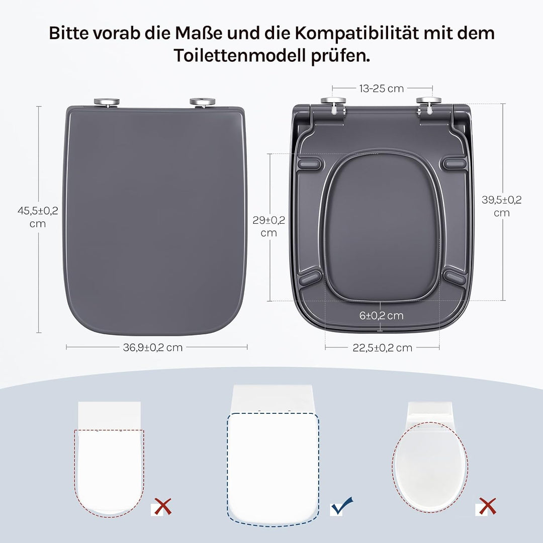 WOLTU Toilettendeckel mit Absenkautomatik, WC Sitz Eckig, aus Duroplast, Quick-Release zur einfachen
