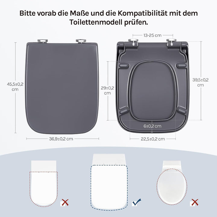 WOLTU Toilettendeckel mit Absenkautomatik, WC Sitz Eckig, aus Duroplast, Quick-Release zur einfachen