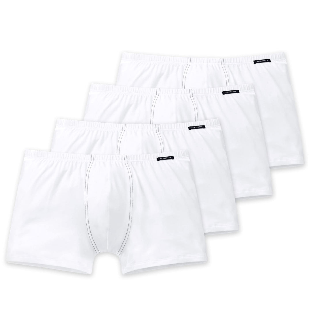Schiesser Herren 2 PACK Boxershorts mit weichem Bund - Essentials S 4 X Weiss, S 4 X Weiss