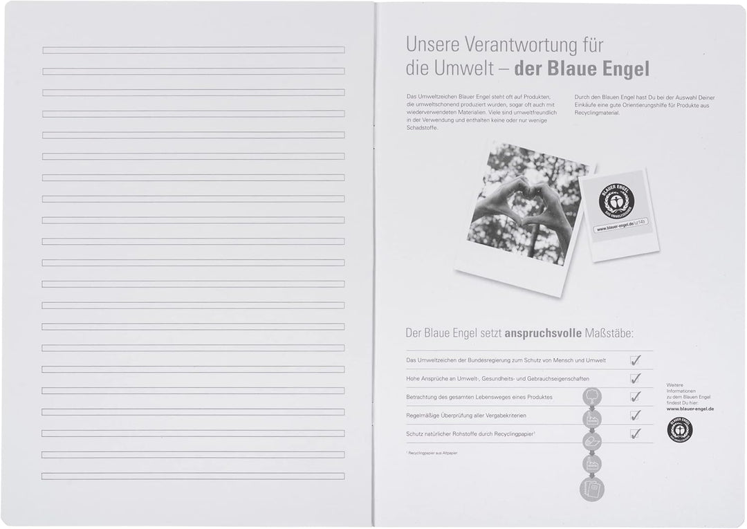 Oxford Schulheft A4 Recycling, 16 Blatt, Lineatur 3, liniert, 15 Stück