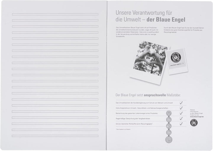 Oxford Schulheft A4 Recycling, 16 Blatt, Lineatur 3, liniert, 15 Stück