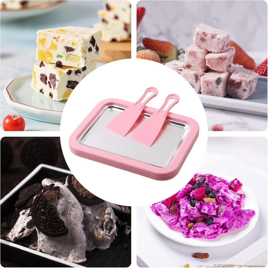 Eiscreme-Rollmaschine mit 2 Schabern, 26 x 21 cm, gefrierbar, für sofortige DIY-Eiscreme, Rollen, fü