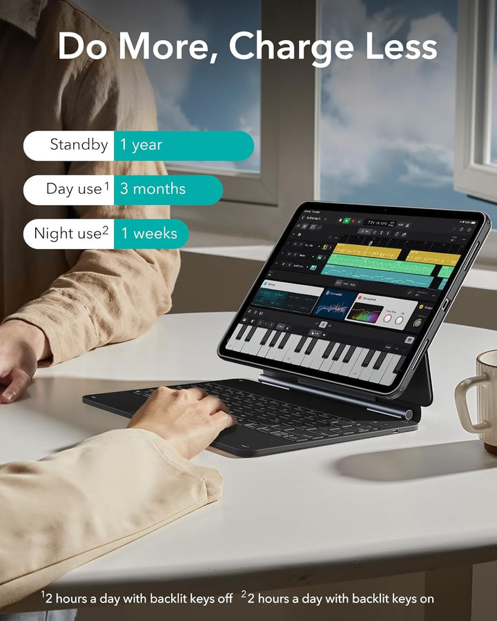ESR iPad Air 13" (M2, 2024) Hülle mit Tastatur, iPad Air 13 Zoll Tastaturhülle mit Einzustellendem M
