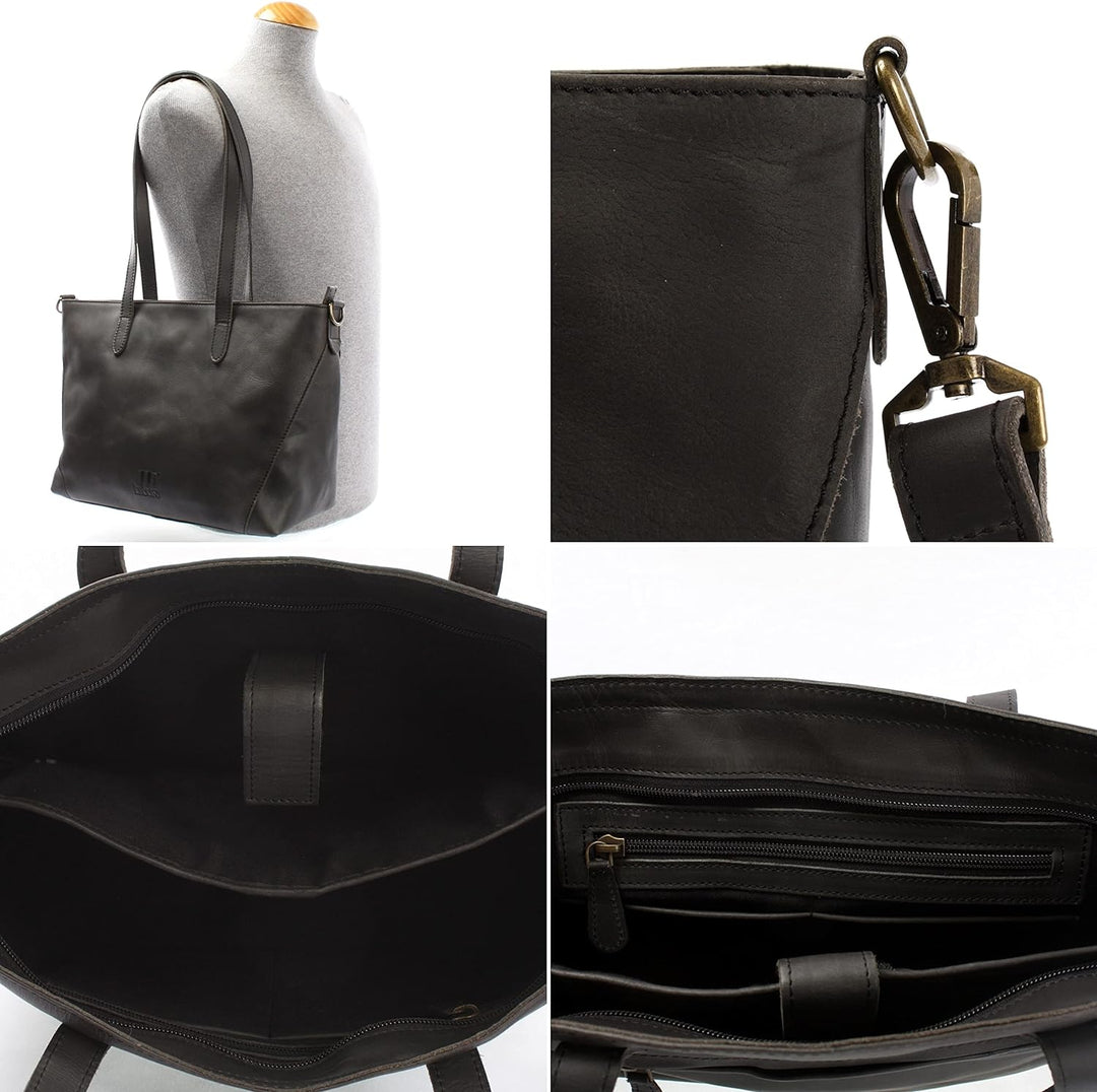 LECONI Schultertasche Henkeltasche für Frauen DIN-A4 Businesstasche für Notebook Handtasche Leder Sh