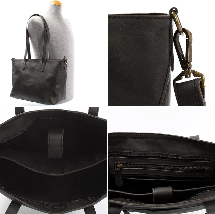 LECONI Schultertasche Henkeltasche für Frauen DIN-A4 Businesstasche für Notebook Handtasche Leder Sh