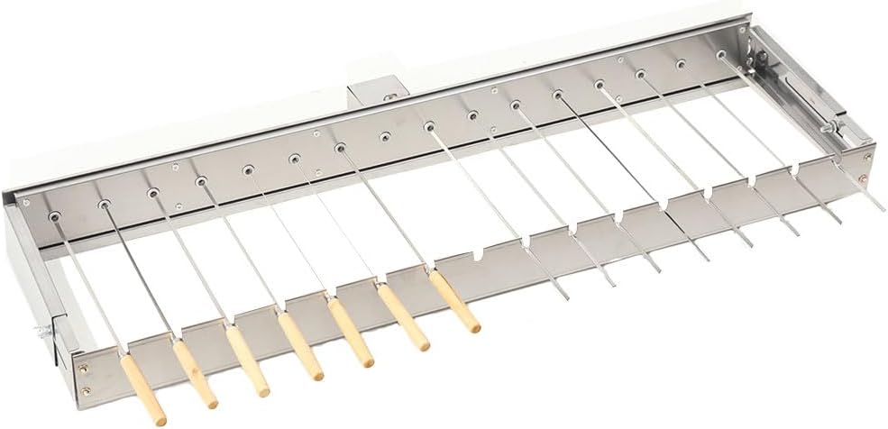 BBQ Spiessdreher mit 15 Edelstahl Spiesse Grill Mangal Schaschlik mit USB Motor, Edelstahl Drehspies
