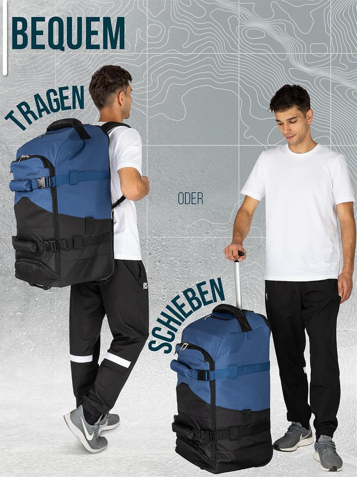 normani Reisetasche Trolley mit Rucksackfunktion 90 Liter - Backpacker mit Frontloader praktischer R