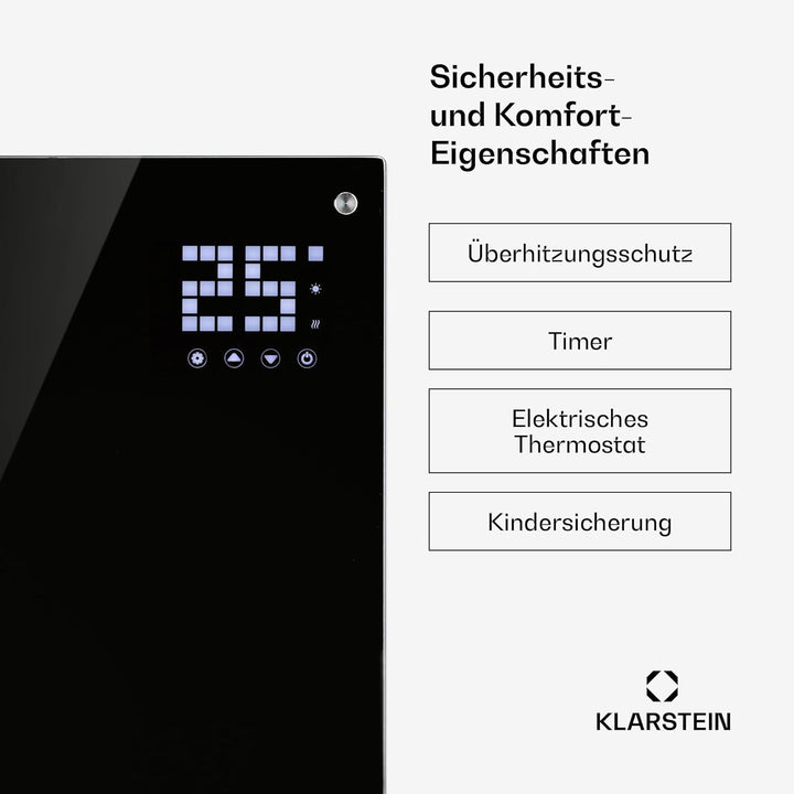 Klarstein Elektroheizung, Konvektor-Heizung mit Bodenrollen, Mobile Elektroheizung Energiesparend, S