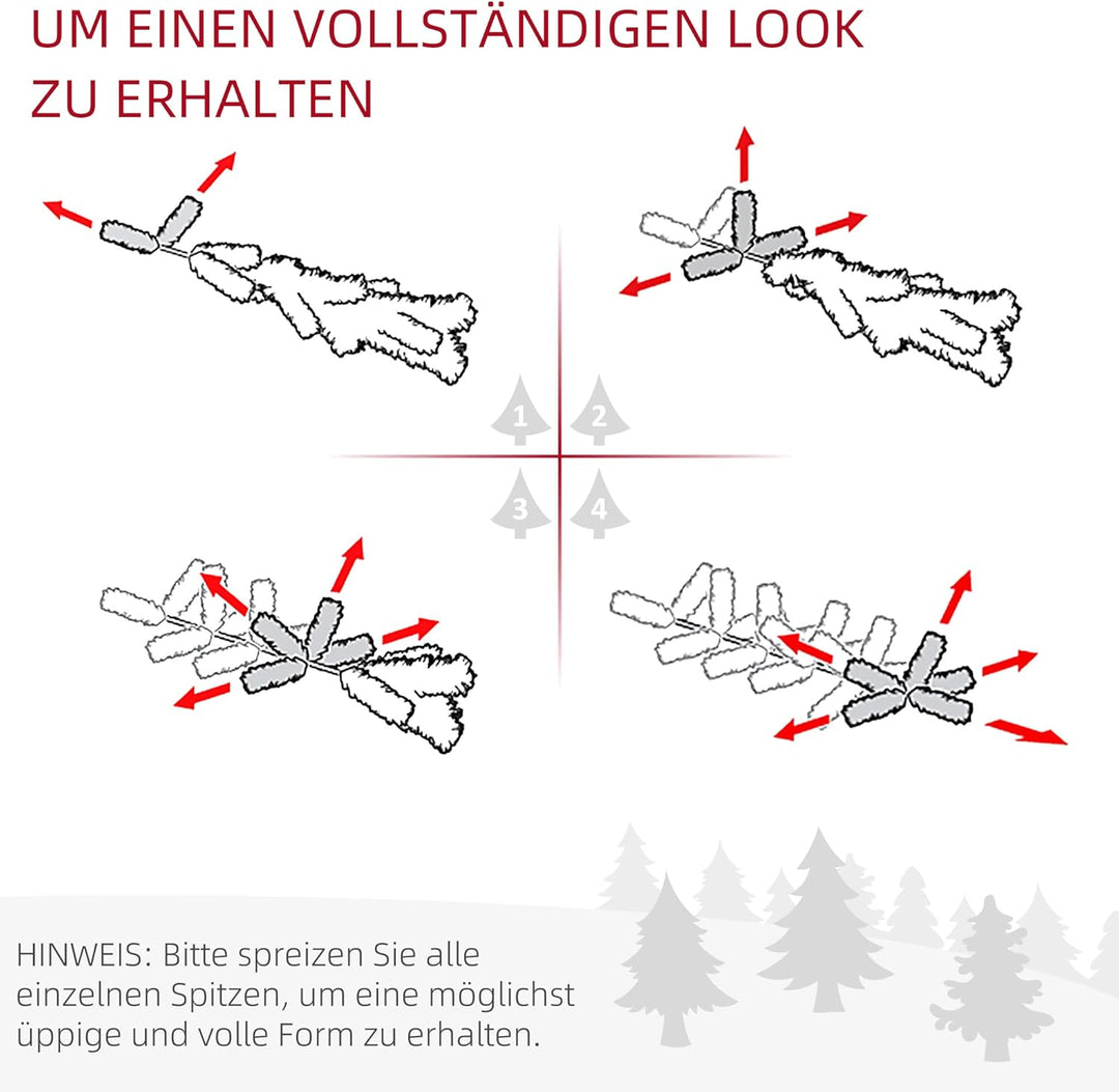 HOMCOM Künstlicher Weihnachtsbaum 1,8 m, Schmaler Christbaum mit Ständer, 390 Äste, Zerlegbar, Weihn