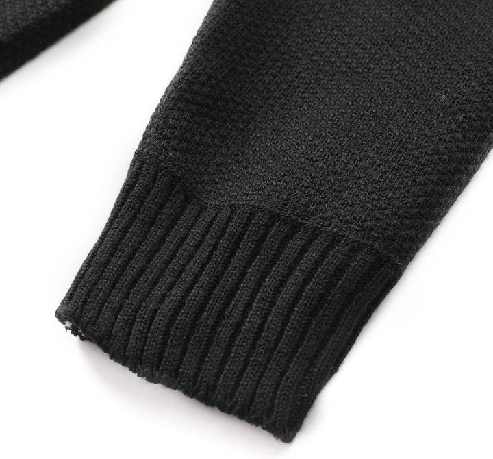 Sliktaa Herren Strickjacke Reissverschluss Cardigan Stehkragen Grobstrick Fleecejacke Warm Sweater J