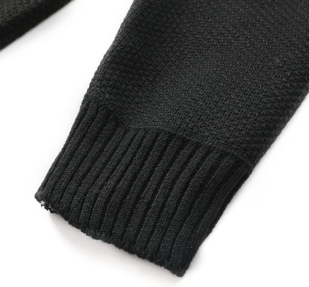 Sliktaa Herren Strickjacke Reissverschluss Cardigan Stehkragen Grobstrick Fleecejacke Warm Sweater J