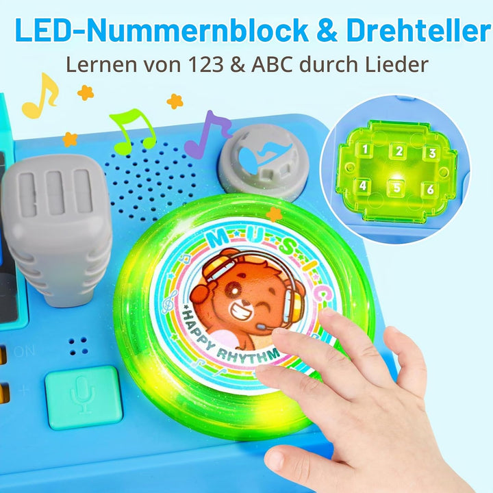 Lypsochaat Baby Spielzeug ab 1 2 3 Jahre mit Musik und Licht, Musikspielzeug Kinder Spielzeug DJ Pul