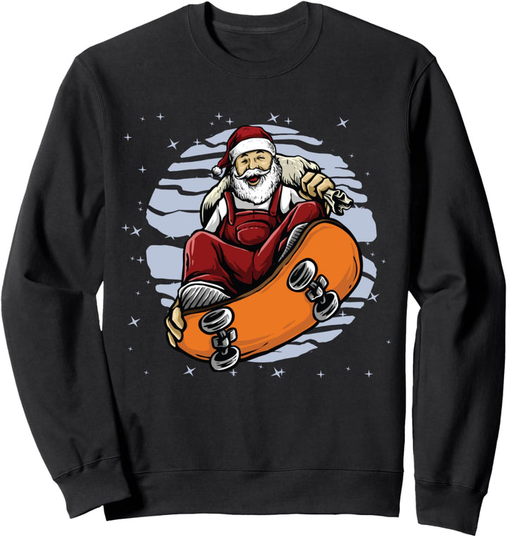 Skateboard Santa Claus Merry Christmas Xmas Family Cute Gift Sweatshirt