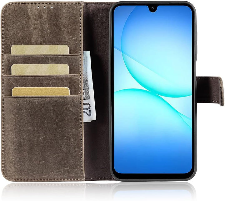 LENSUN Handyhülle für Samsung Galaxy A17 Echtleder, Lederhülle Bookstyle Klappbar Hülle [RFID Karten