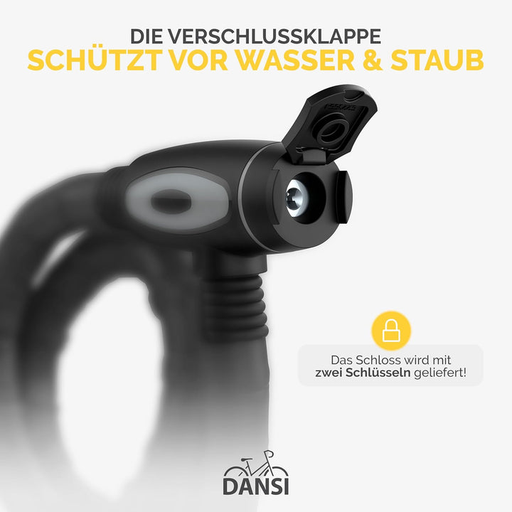 DANSI Panzerschloss Fahrrad I sicherer Diebstahlschutz mit 2 Schlüsseln I Fahrrad schloss, bike lock