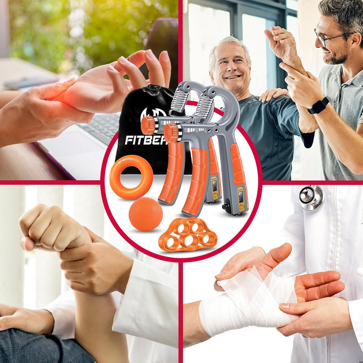FitBeast Handtrainer Trainingsset (5-teilig), 2 Unterarmgriff Einstellbare Widerstand Handgreifer, F