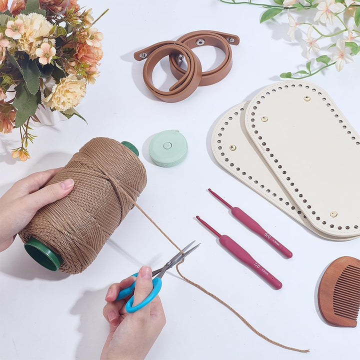 ORIGACH Ausgehöhlte Blumen Häkelset Für Anfänger, DIY Handtasche Starter Häkelset Für Erwachsene Mit