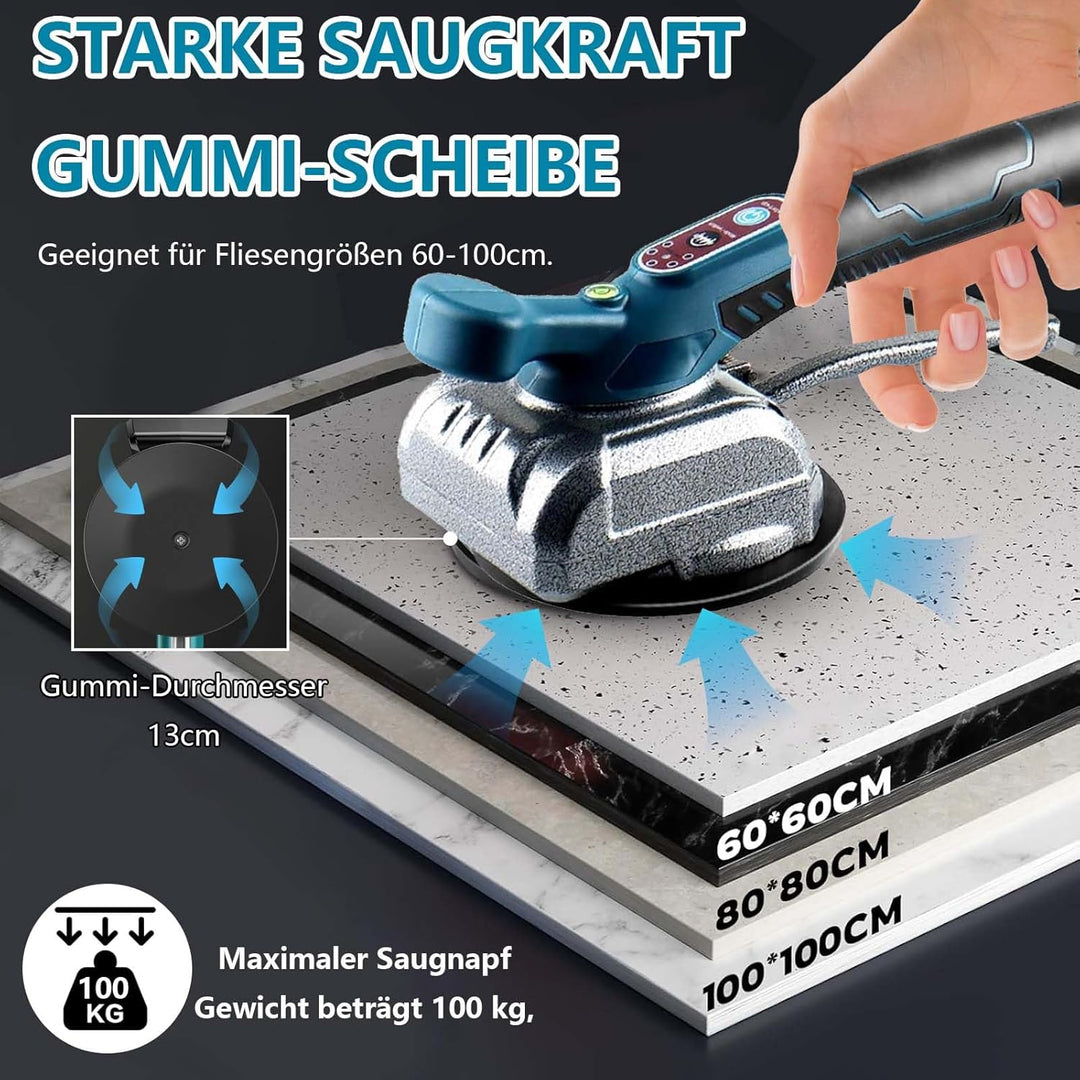 Fliesenvibrationsmaschine für Makita 18v, Fliesenleger-Vibrationsgerät mit 4,7" Saugnapf, 5 Gänge, e