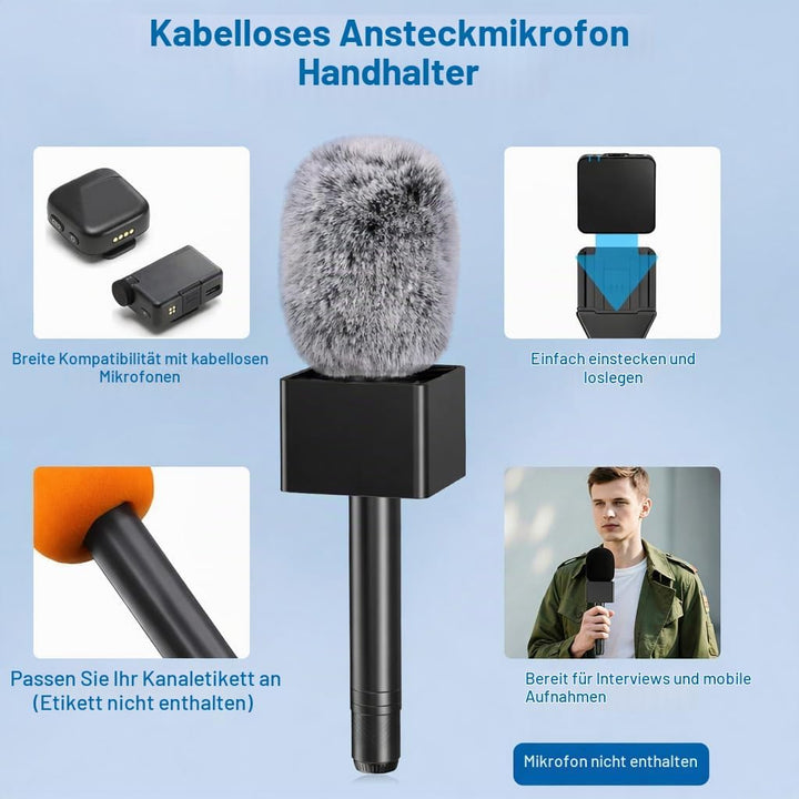 ZealSound Handmikrofon Adapter für DJI Mic, Wireless Lavalier Mikrofon Griff, Funkmikrofon Halter ko