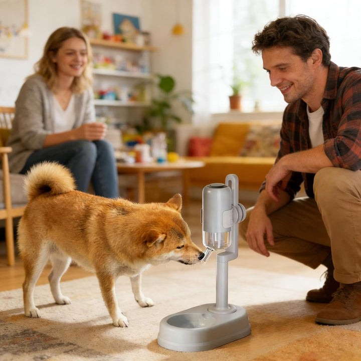 Automatischer Wasserspender Für Katzen - Anti-Tropf Flasche,750ml Stehender Tropfsicherer Hundenapf