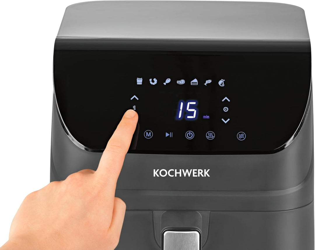 Rachs KOCHWERK Digitale Heissluftfritteuse 4L | Airfryer mit Touchscreen für fettarmes Garen, Grille