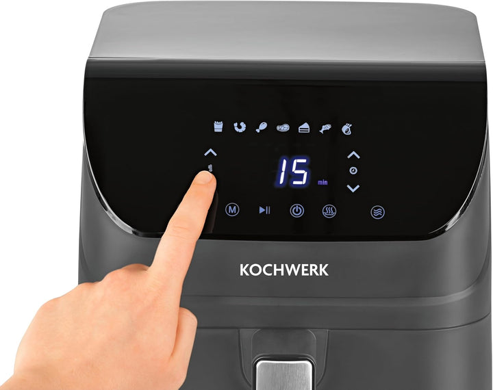 Rachs KOCHWERK Digitale Heissluftfritteuse 4L | Airfryer mit Touchscreen für fettarmes Garen, Grille