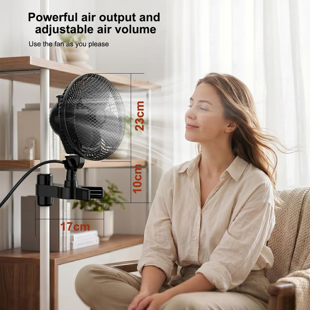 Grow Ventilator Oszillierend mit Clip, 2 Geschwindigkeitsstufen, Grow Clip-Ventilator Klemmbar für g
