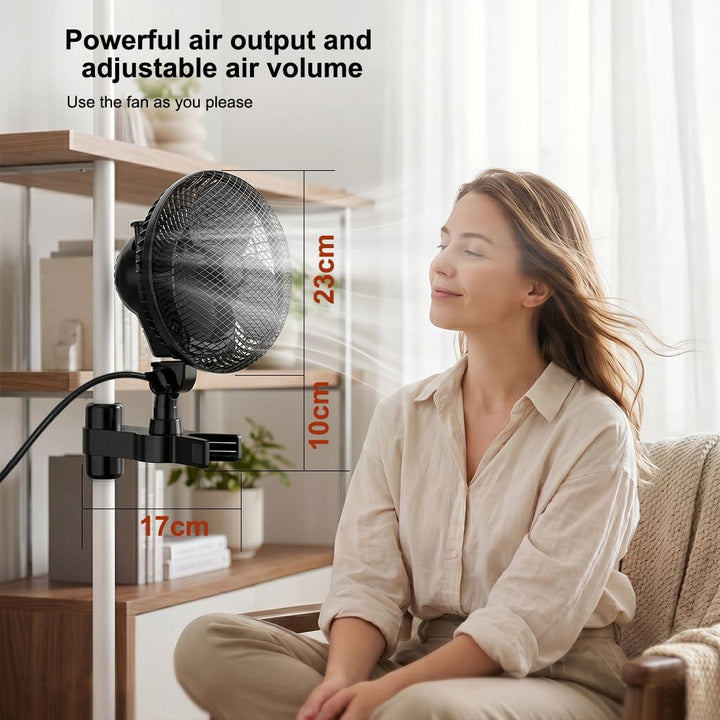 Grow Ventilator Oszillierend mit Clip, 2 Geschwindigkeitsstufen, Grow Clip-Ventilator Klemmbar für g