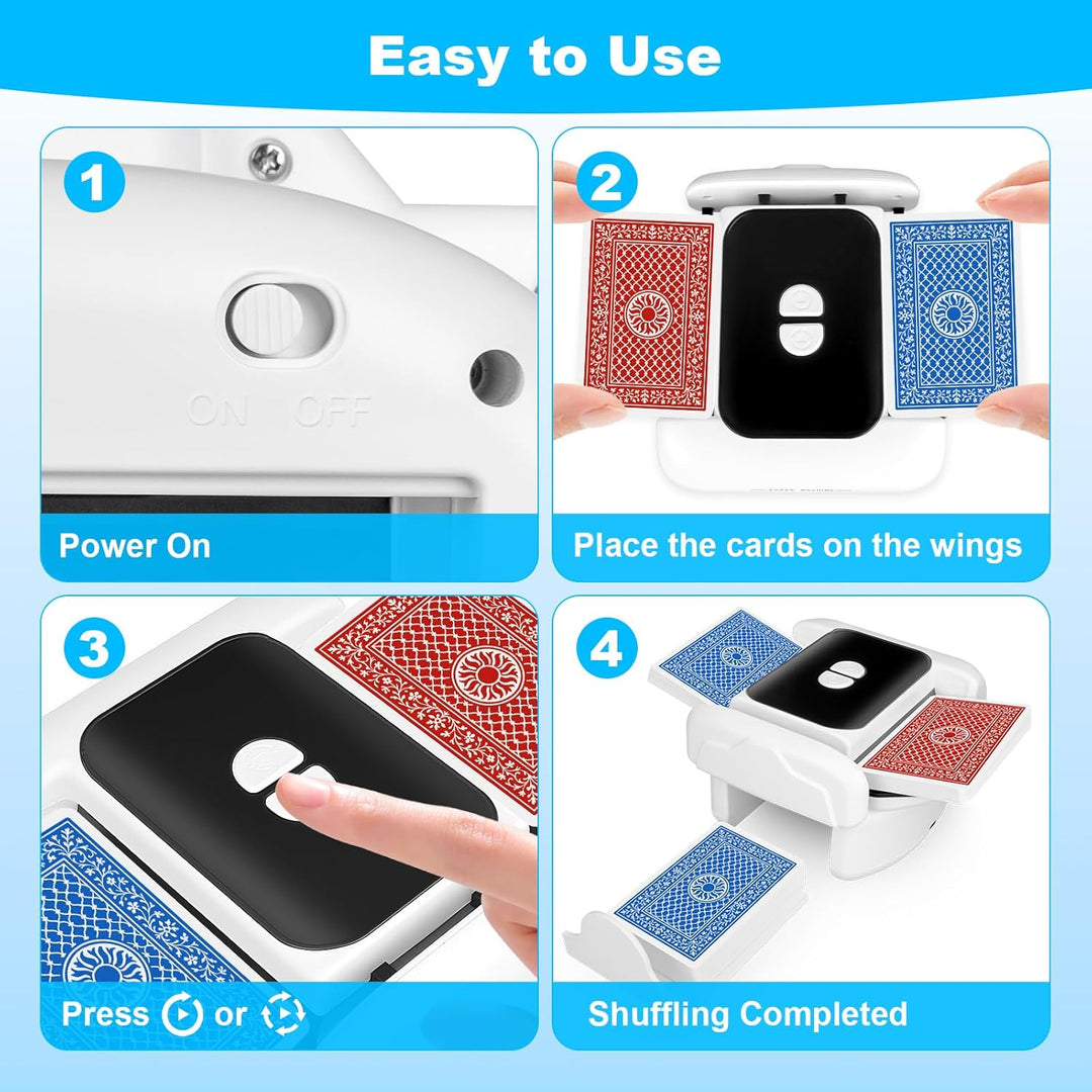 Kartenmischmaschine - Wiederaufladbarer, geräuscharmer, tragbarer automatischer Kartenmischer für 1–
