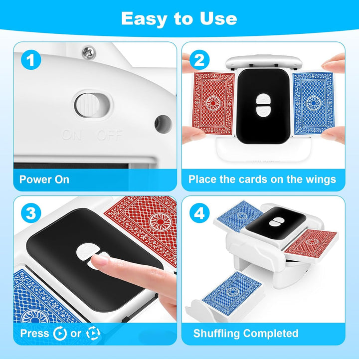 Kartenmischmaschine - Wiederaufladbarer, geräuscharmer, tragbarer automatischer Kartenmischer für 1–
