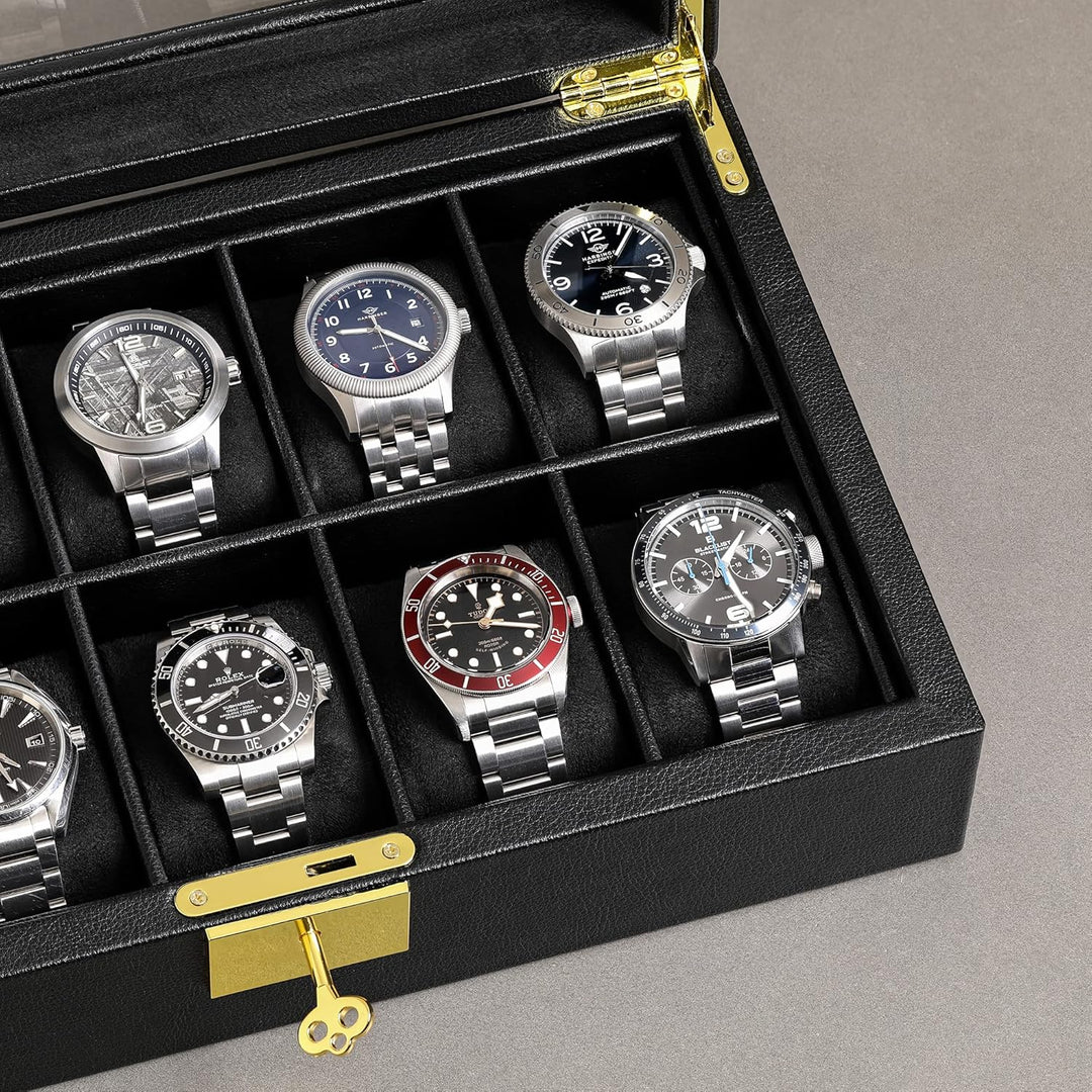 ROTHWELL Uhrenbox aus Leder mit 10 Fächern – Luxus-Uhrenetui, Veranstalter Uhrenaufbewahrung, Ultraw