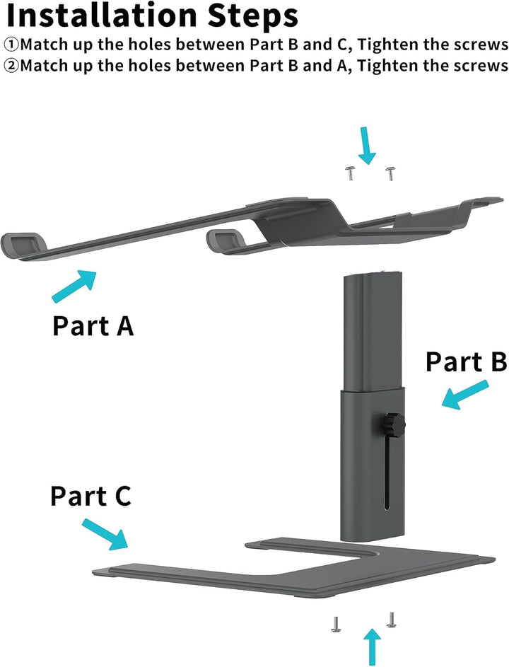 ALASHI Laptop-Ständer für Schreibtisch, Computer-Ständer, verstellbare Höhe, ergonomische Notebook-L