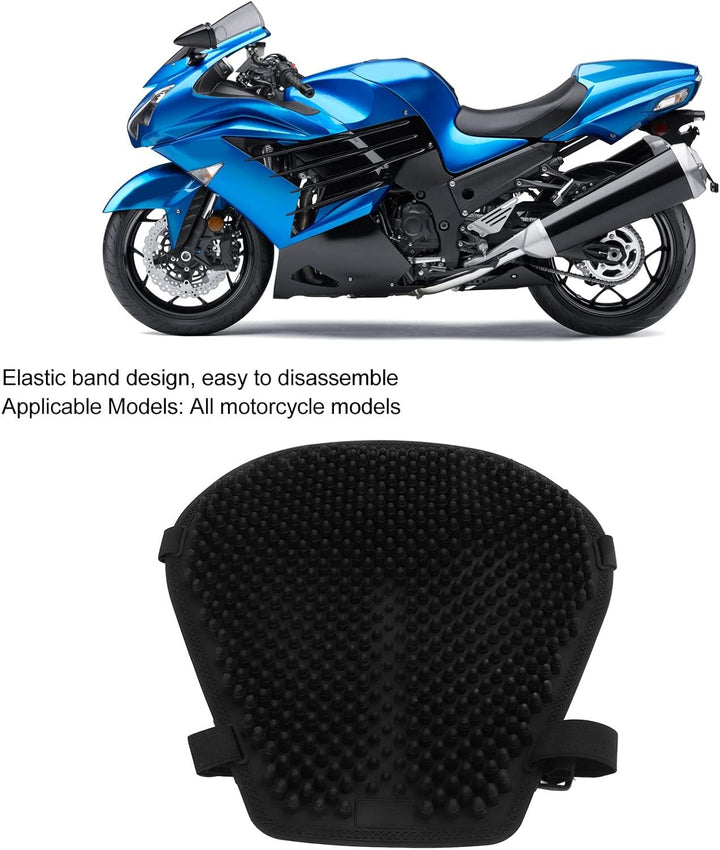 Motorrad-Gel-Sitzkissen, Universelle Abkühlung, Stossdämpfung, Druckentlastung, Schwarzer Sitzbezug