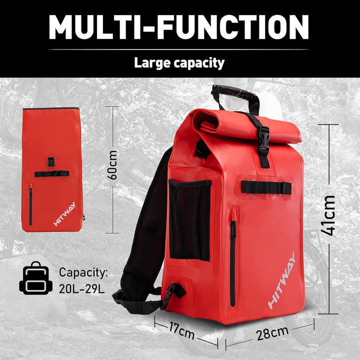 HITWAY 3in1 Fahrradtasche-29L-Geeignet als Umhängetasche - Gepäckträgertasche -Rucksäcke für Radspor